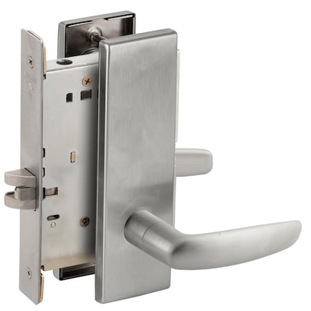 Schlage Grade 1 Passage Latch Mortise Lock, 07 Lever, N Escutcheon, Satin Chrome Finish, Field Reversible L9010 07N 626